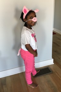 Ready for her school Moo-sical. Isn't she the cutest pig you've ever seen?